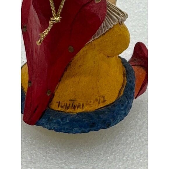 Vintage Steve Tunturi Hand Carved Gnome Musical Christmas Ornament - Picture 3 of 6